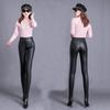 Fashion Matte Leather Pants for Women's New High-waisted Outer Wear, Thin Pants, Velvet Leggings for Women