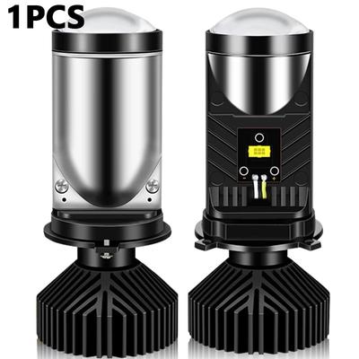 Faro LED Proyector Y6D H4 Lente de Proyector con Refrigeración por Ventilador Bombilla de Haz Alto Bajo para Automóvil 12V 6000K Bi LED Accesorios para Coche