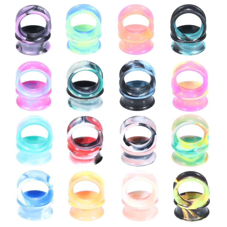 32 Stück/Los Silikon Ohr Plug Tunnel Flesh 3-25MM Doppelt geflanschter Ohrdehner Expander Ohrring Piercing Kits Ohr Dehnungen