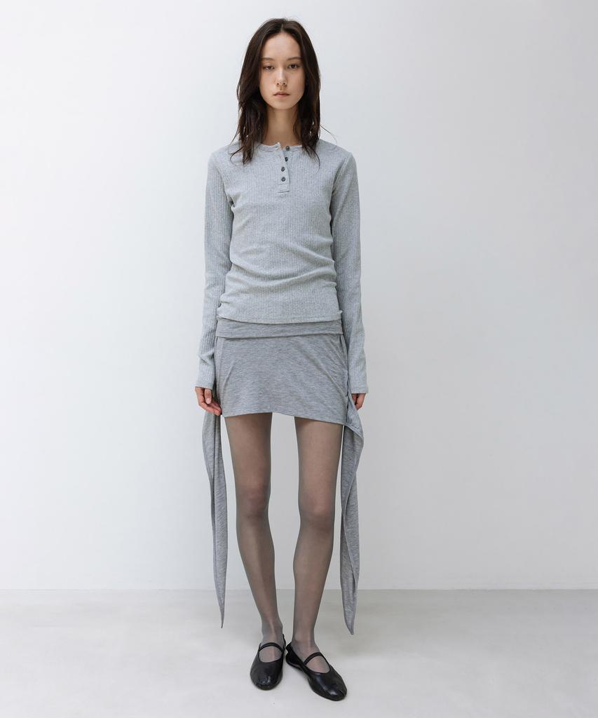 INSILENCE WOMEN W Rib Henley Neck Long Sleeve Melange Grey