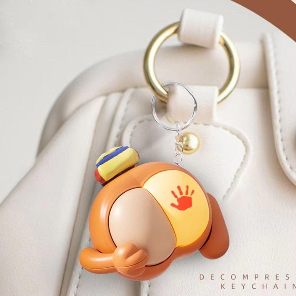 Emit Light Vocal Buttocks Toy Cartoon Fidget Keychain Toys Funny Spanking Keychain  Backpack Decor