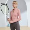 Thumb Hole Sleeves Yoga Top Women Long Sleeve Workout Tops Quick Dry Full Zip Crop Athletic Slim Sweat-wicking Wear Fit Shirts Sportwear with