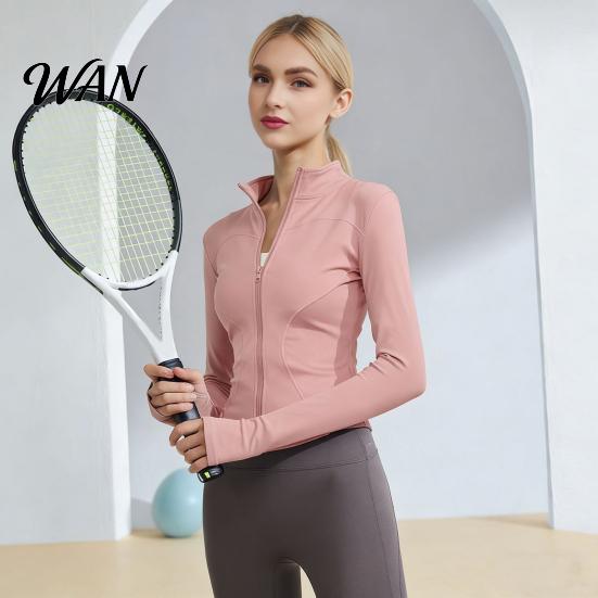 Thumb Hole Sleeves Yoga Top Women Long Sleeve Workout Tops Quick Dry Full Zip Crop Athletic Slim Sweat-wicking Wear Fit Shirts Sportwear with