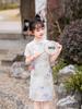 Girls' Cat Print Qipao Dress - New Chinese Style Summer Wear 2026
