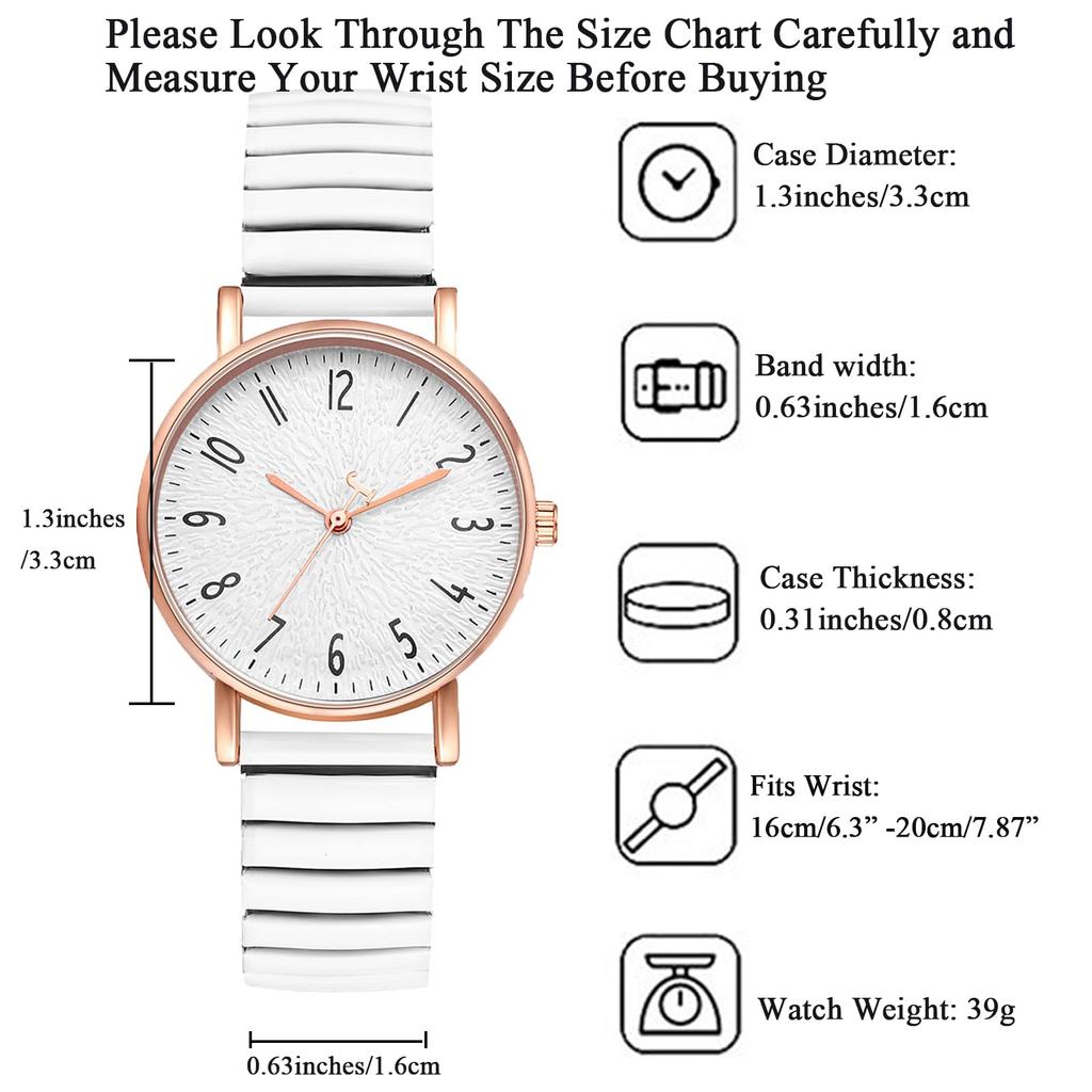 Stainless Steel Bracelet Cute and Stylish Analog One Size Fits Quartz White Perfect Gift for Day Women's Watch, Waterproof Display, Most, Movement, -
