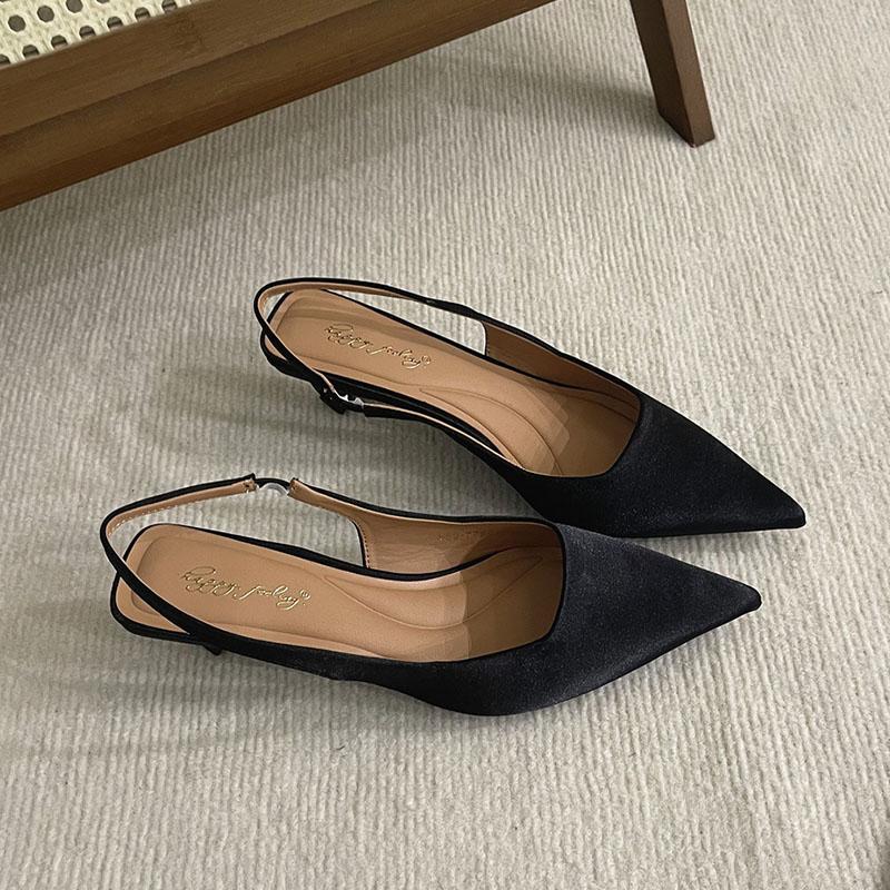 Fashion Female Slip On Footwear Shallow Ladies Low Heel Sandals Shoes Fashion Pointed Toe Women Heeled Sandals Pumps Shoes