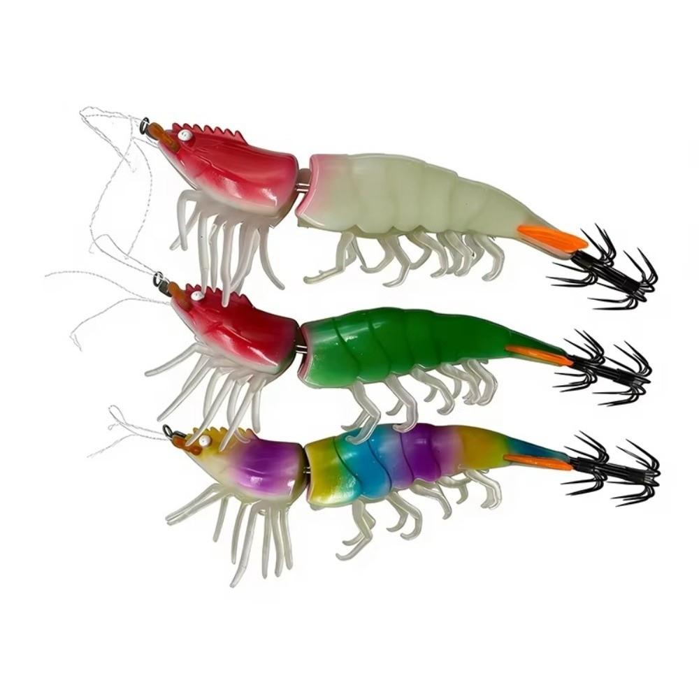 UV Squid Jig Bait 2 Section Saltwater Shrimp Lures Artificial Shrimp Lure  Saltwater Fishing