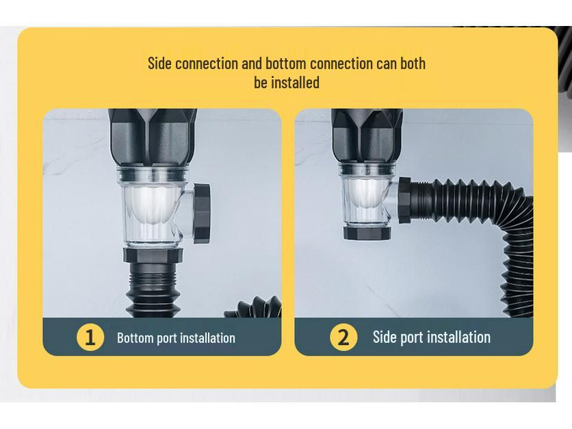 Wall-Mounted Anti-Odor Bathroom Sink Drain Set - Stainless Steel Basin Pipe and Horizontal Drainer.