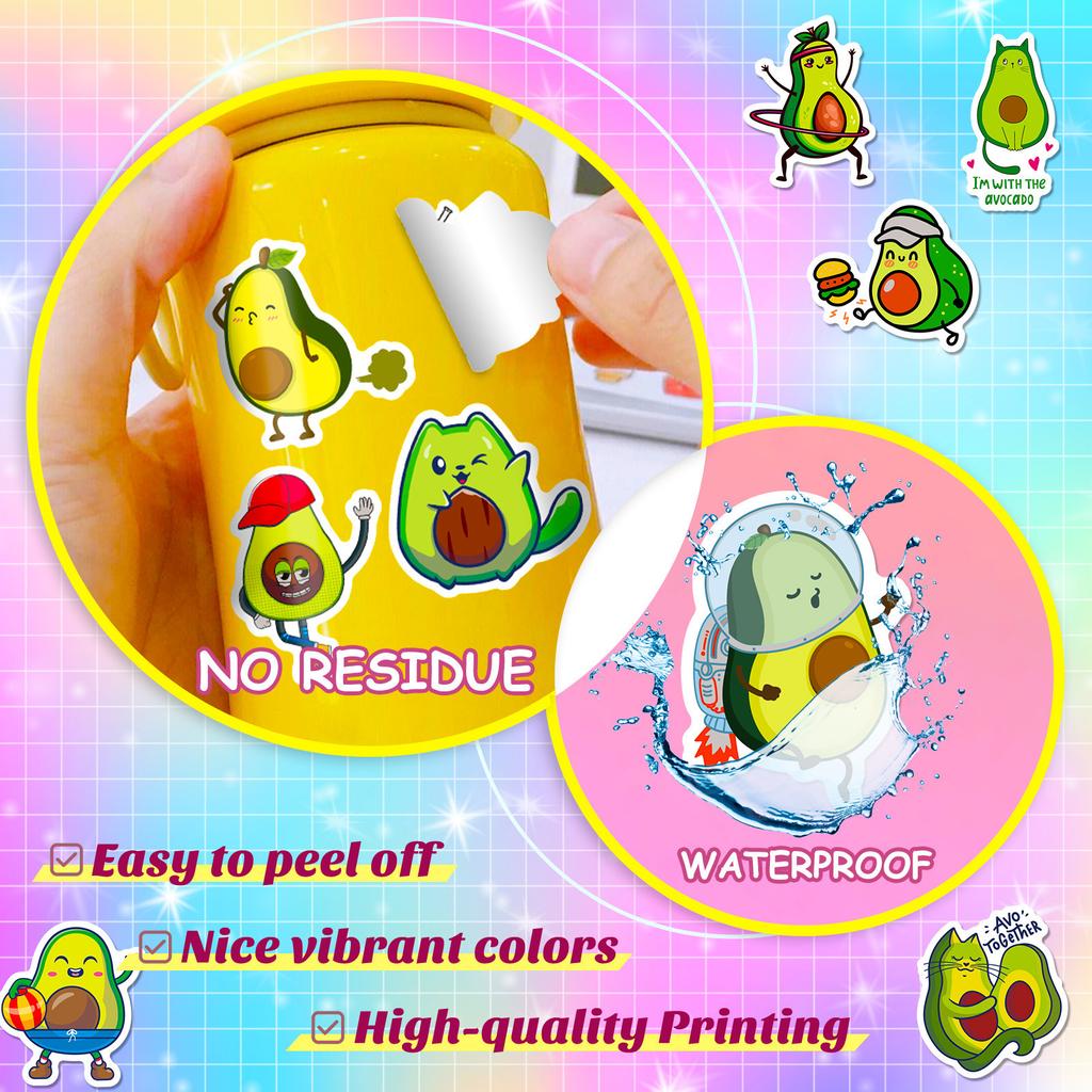 50 Cartoon Avocado Stickers Cute Cute Avocado Stickers Internet Celebrity Fruit Ins Style Personal Stickers
