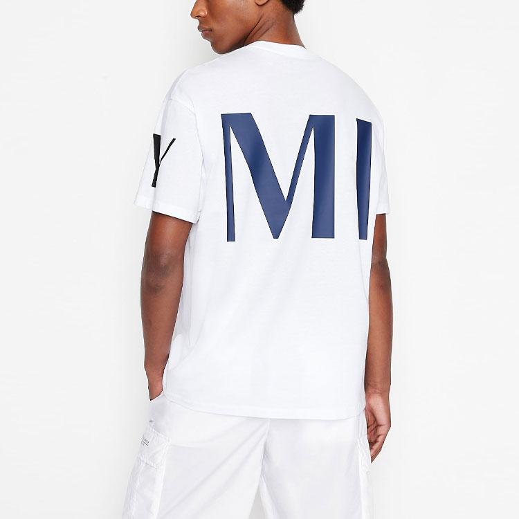 Armani Exchange T-Shirts Men's White Crew Neck Moderate Straight Fit 3LZTLF-ZJ9AZ-1100