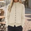 Women's Stand Collar Cardigans Loose Button Down Knitted Warm  Long Sleeve Cozy Casual Sweater Coat