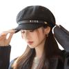 Korean Versatile Letter Beret Autumn and Winter Casual Warm Hat for Women Retro British Belt Buckle Octagonal Painter Hat