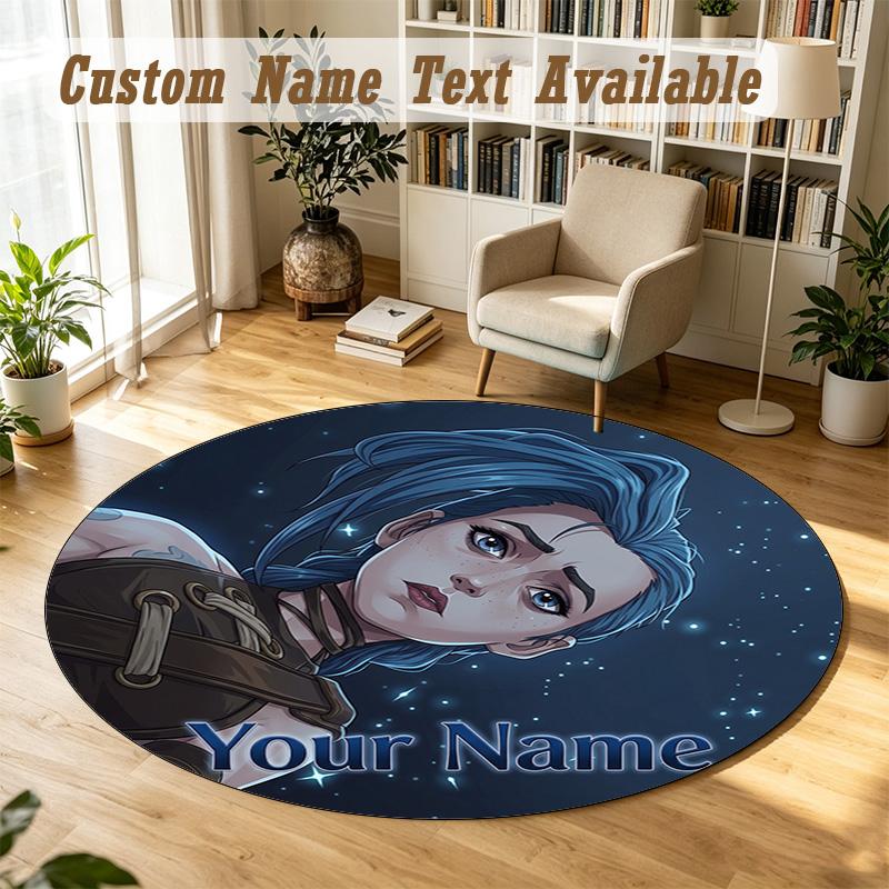 Arcane Personalized Round Rug Support Custom Name, Soft Home Decor Mat