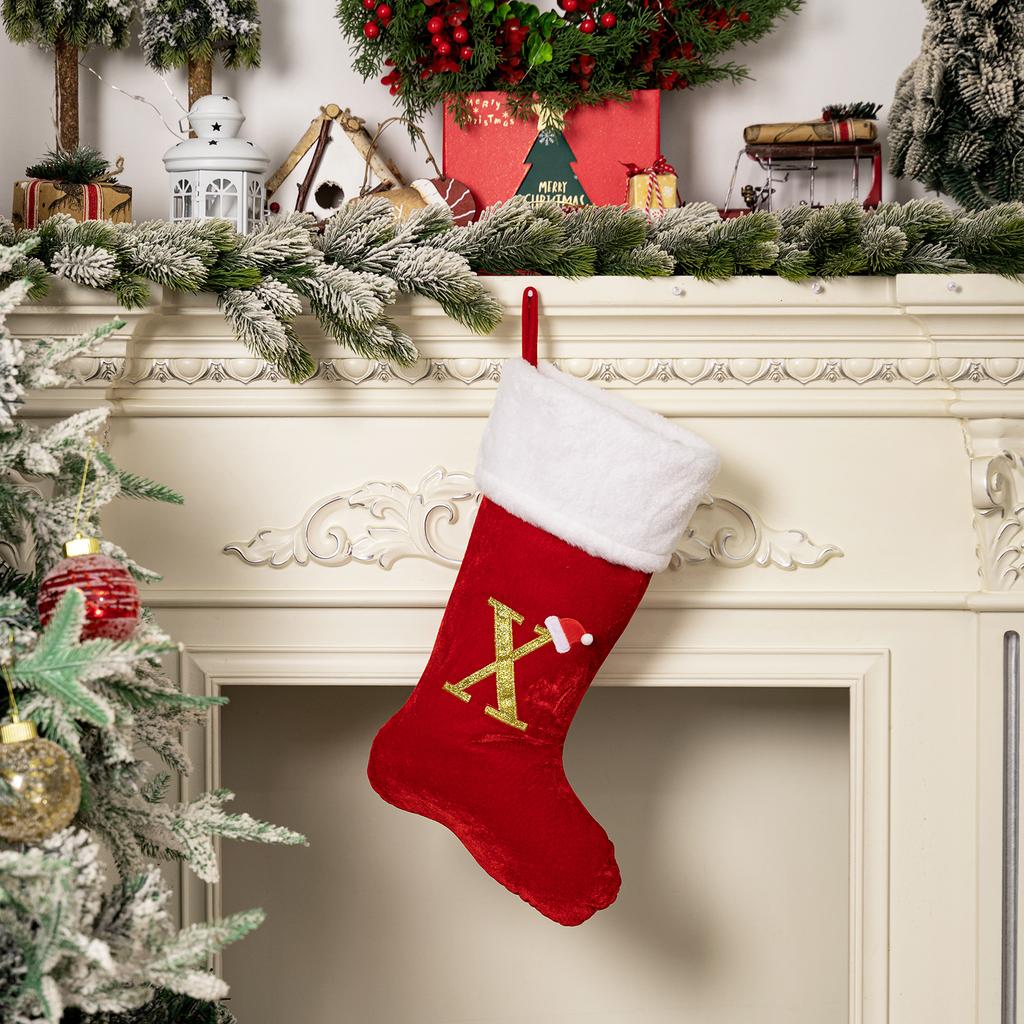 Christmas Home Decoration Red Premium Canary Letter Socks Festive Creative DIY Room Xmas Tree Decoration Christmas Gift Socks