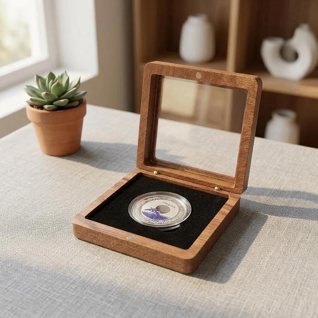 Sapele Wood Retro Collector's Box for Coins & Medals