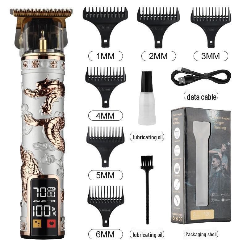 Rechargeable Metal Hair Clipper: Oil Head, Carving, Bald, and Cross-Border Electric Razor.