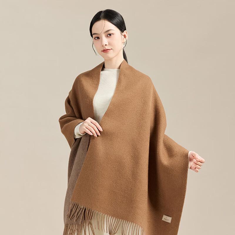 JIUMU Women's 99% Wool Reversible Cape Scarf Shawl