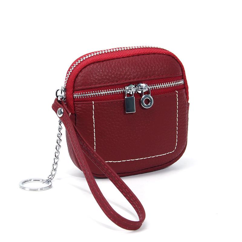 Compact Genuine Leather Wallet Coin Purse with Earphone and Lipstick Storage 1347₽