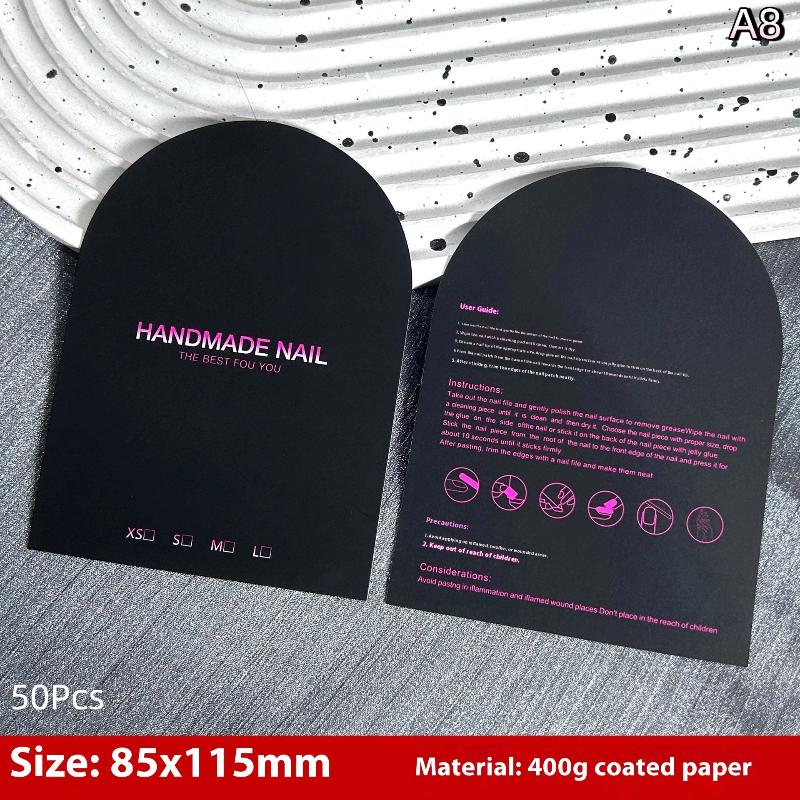 50Pcs Press On Nail Bottom Cardboard Cards Nail Art Display Board Manicure Package Card Photo Props Card False Nail Tips