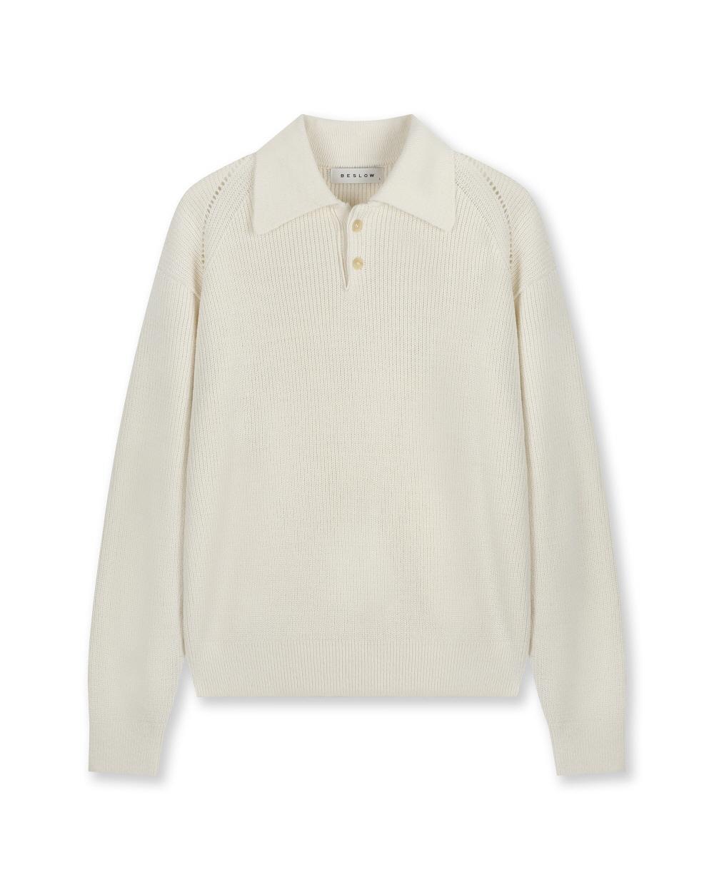 Be Slow Regular Fit Collar Knit Ivory Ivory/S