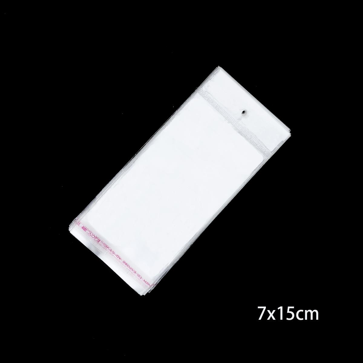 

100 шт. Прозрачный самоклеящийся пластиковый пакет для хранения OPP Poly Pack Bag с отверстием для подвешивания Сумка для розничной упаковки 7*15CM