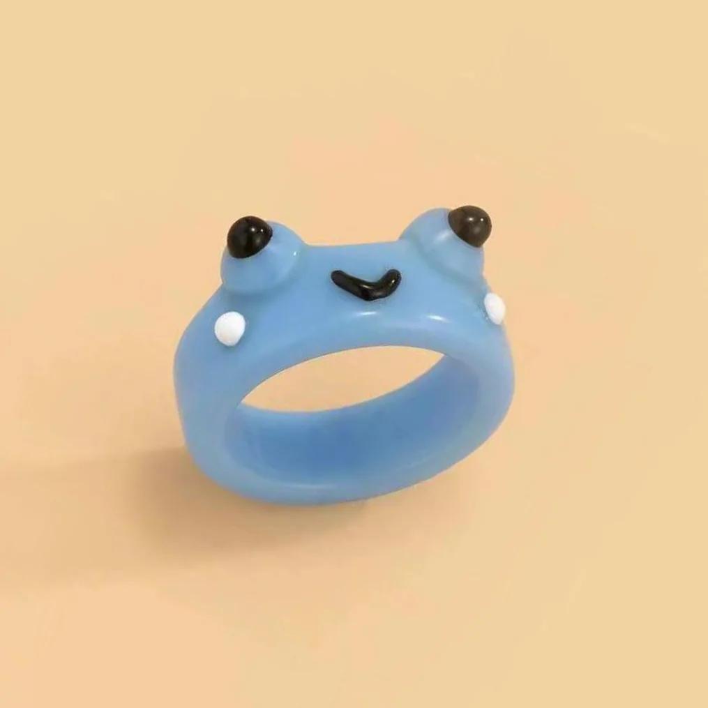 Cute Smile Frog Rings For Women Girls Funny Personality Wholesale Cartoon Animal Chicken Frog Ring Fashion Jewelry Gifts