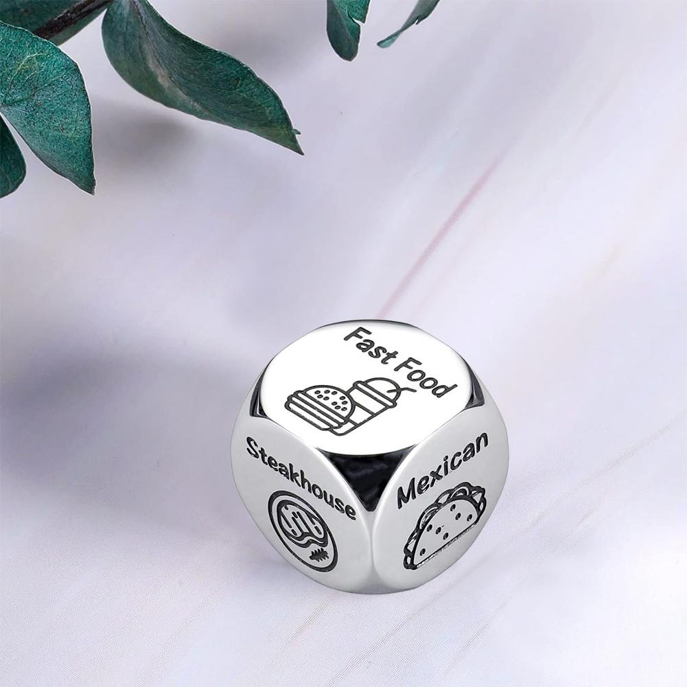 1/2/3Pcs Food Decision Dice Creative Food Decision Maker Stainless Steel Couples Food Decider Valentines Gifts for Women Men