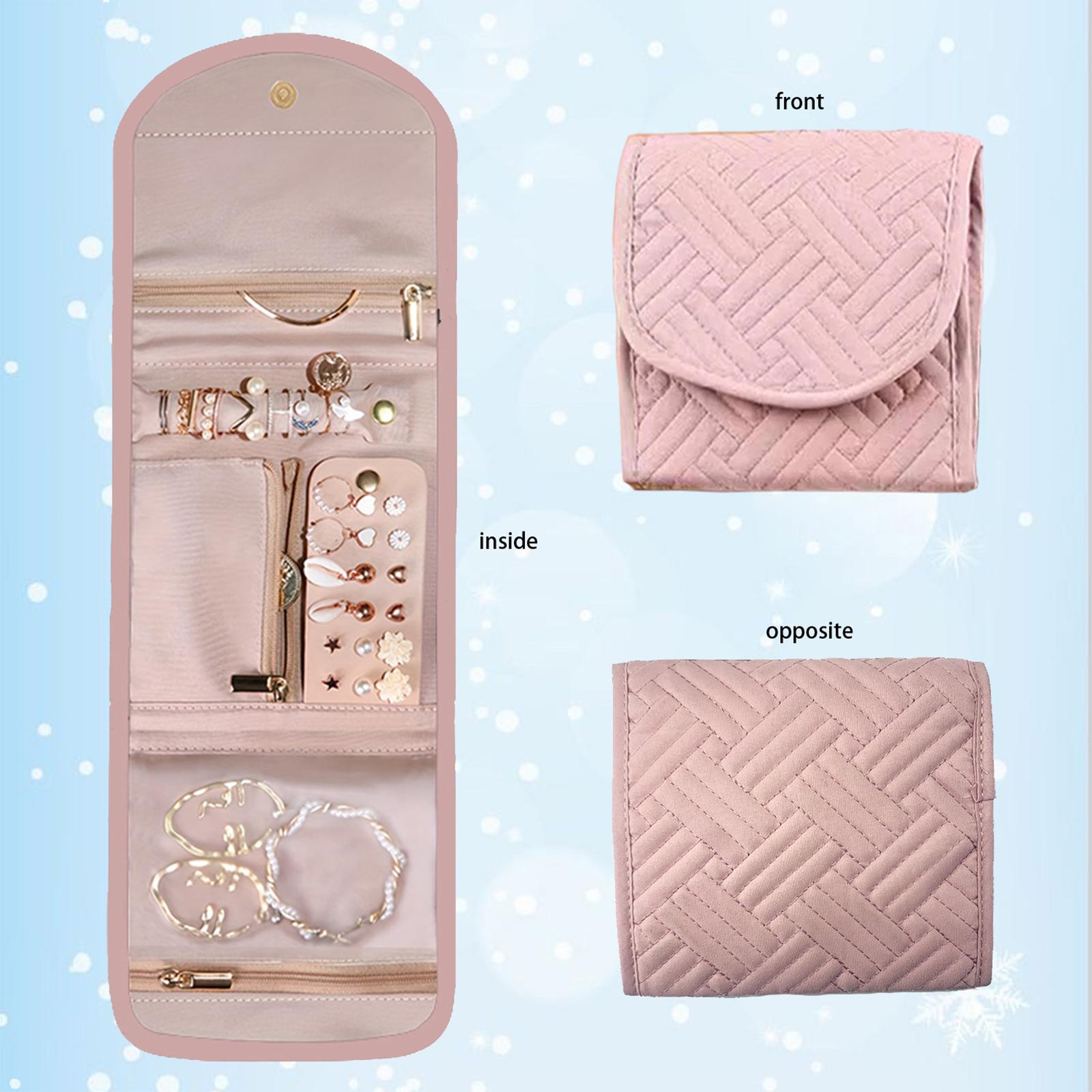 

1 шт. Дорожная коробка для хранения ювелирных изделий со складным рулоном ювелирных изделий, подходит для дорожных колец, ожерелий, сережек, браслетов, мини