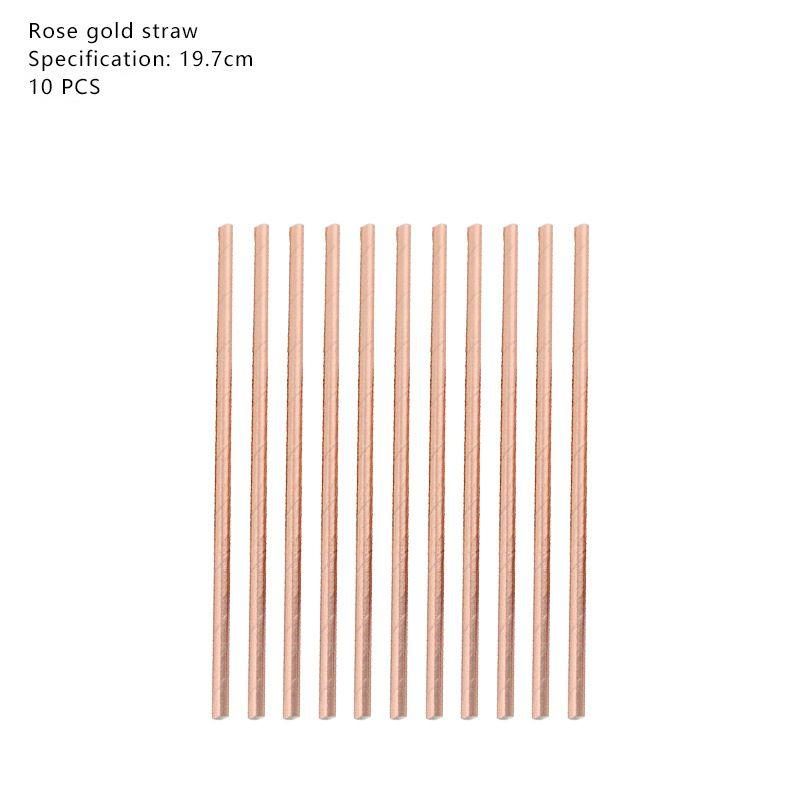 

Золотое тиснение Роза Праздничная сервировка стола Декор для свадьбы, детского праздника, дня рождения 10pcs-Straws