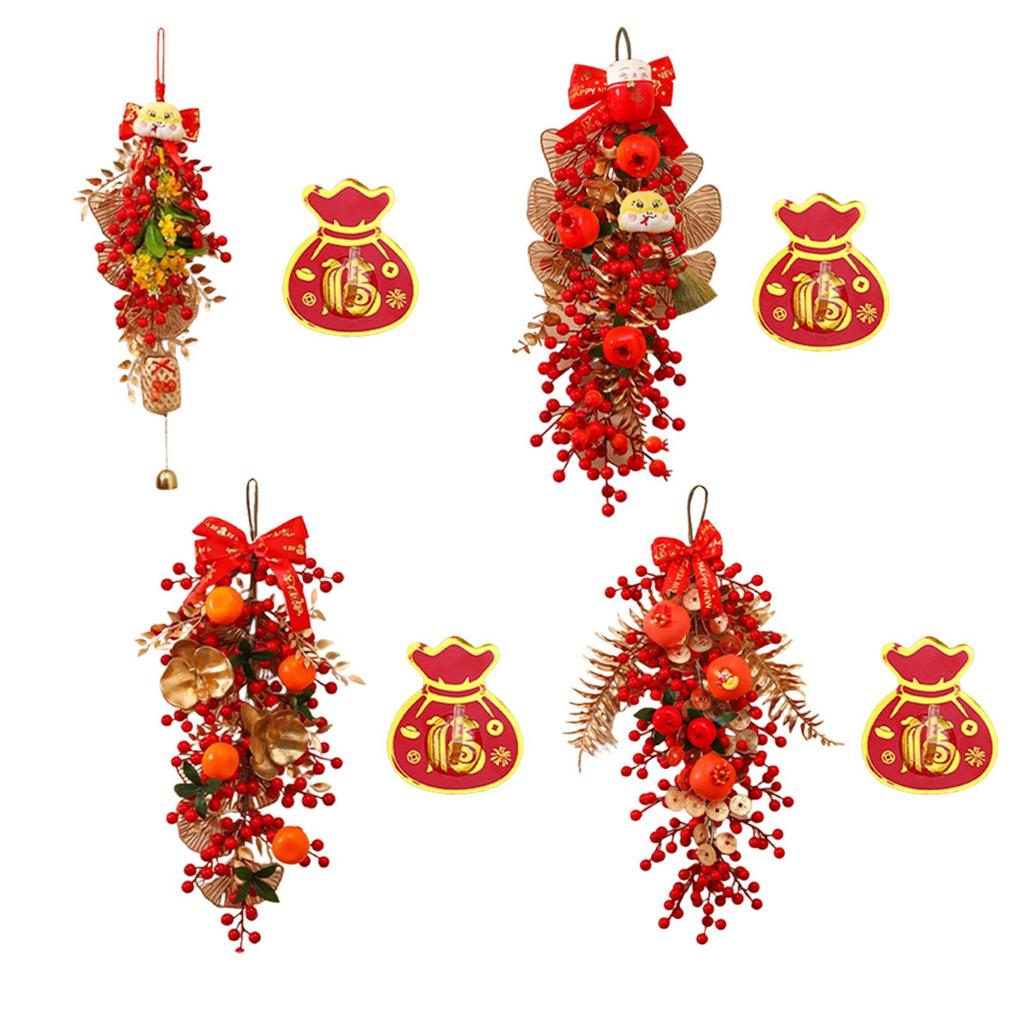 2026 Chinese New Year Decoration with Hook Home Decor Stylish Lunar New Year Swag for Birthday Window Home Holiday Farmhouse