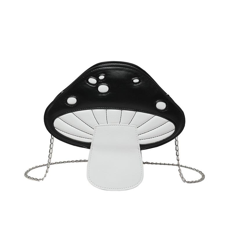 Cute Mushroom Design Soft Pu Round Bag With Chain Strap For Street Style Fashion