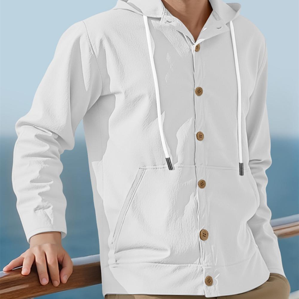 Men's Hoodie Linen Vintage Spring and Autumn Shirt Casual Loose Long Sleeved Clothes High Quality Trendy Men's Clothing