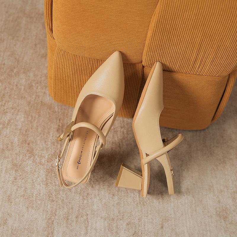 

Туфли на толстом каблуке с открытой пяткой для женщин Туфли-лодочки с закрытым острым носком на низком каблуке Туфли-лодочки Мэри Джейн с ремешком на щиколотке для женщин Летние сандалии без застежек 40