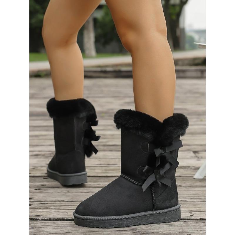 

Новая обувь больших размеров, женские полусапожки для снега средней высоты, ботинки средней высоты, модные флисовые сапоги для снега 37 чёрный