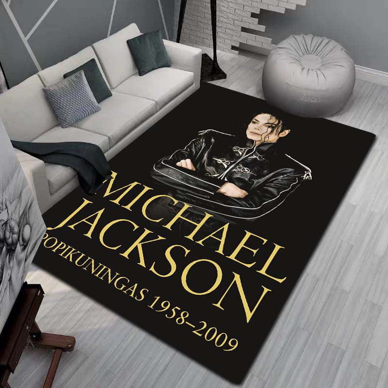 Tappeto Artistico 3D Moda MJ Michael Jackson King of Pop per Camera da Letto Soggiorno Divano Casa Zerbino Decorazione, Tappetino Pavimento Grande Antiscivolo per Bambini