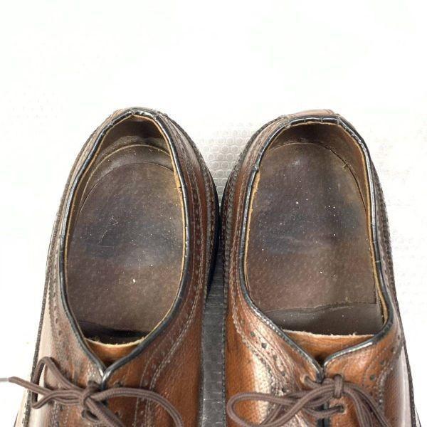 70s 80s Vintage Unknown Maker Size 9.5D 27.0 27.5cm Long Wingtip American Full Brogue Brown(USED)