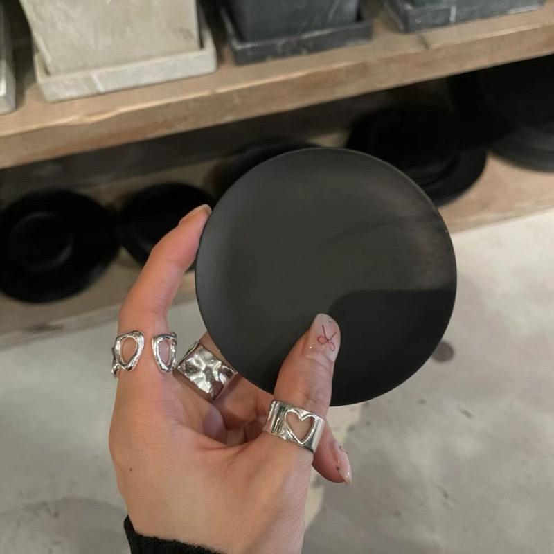 BF CLUB Silver Color Heart Hollow Rings for Women men Fashion Geometric Handmade Irregular Vintage Ring Party Christmas Gift