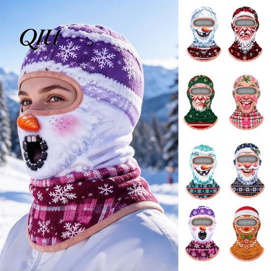 Winter Skiing Balaclava Velvet Face Mask for Christmas, Santa Snowman Reindeer Elf Balaclava, Cold Weather Guard Windproof Neck Gaiter Outdoor