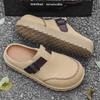 Platform Half Shoes Mules for Man Loafers Slippers Closed Toe Slip On Flat Sneakers Slides Sandals Summer Open Back Casual Shoes
