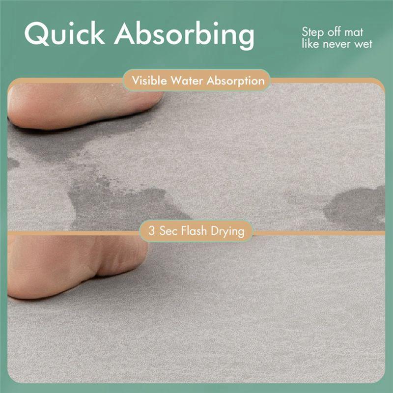 A44Z-Bath Mat Rug-Rubber Quick Dry Super Absorbent Thin Bathroom Rugs Fit Under Door-Washable Bathroom Floor Mats