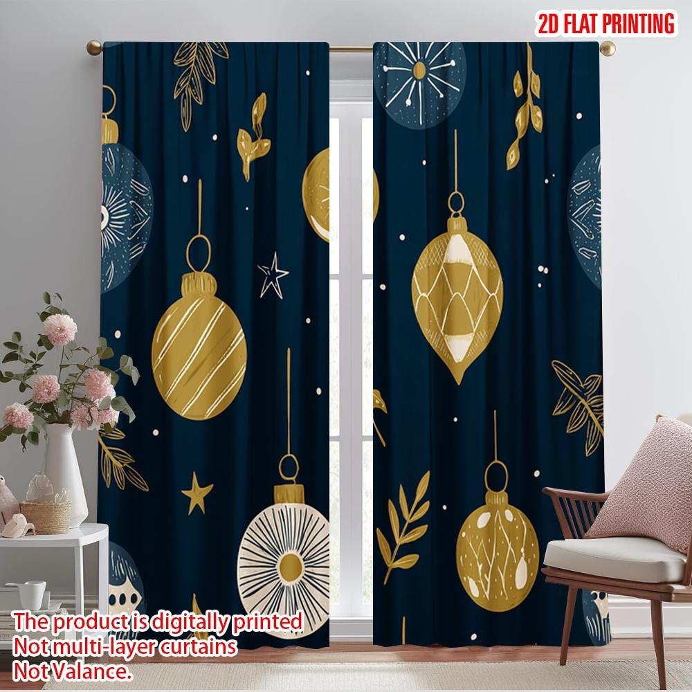

2pcs,2D plane printing Creative Curtains Christmas Decorating Planet Polyester Easy Install (without rod) Holiday Use for Living 52.50×116.00 CM 2pcs