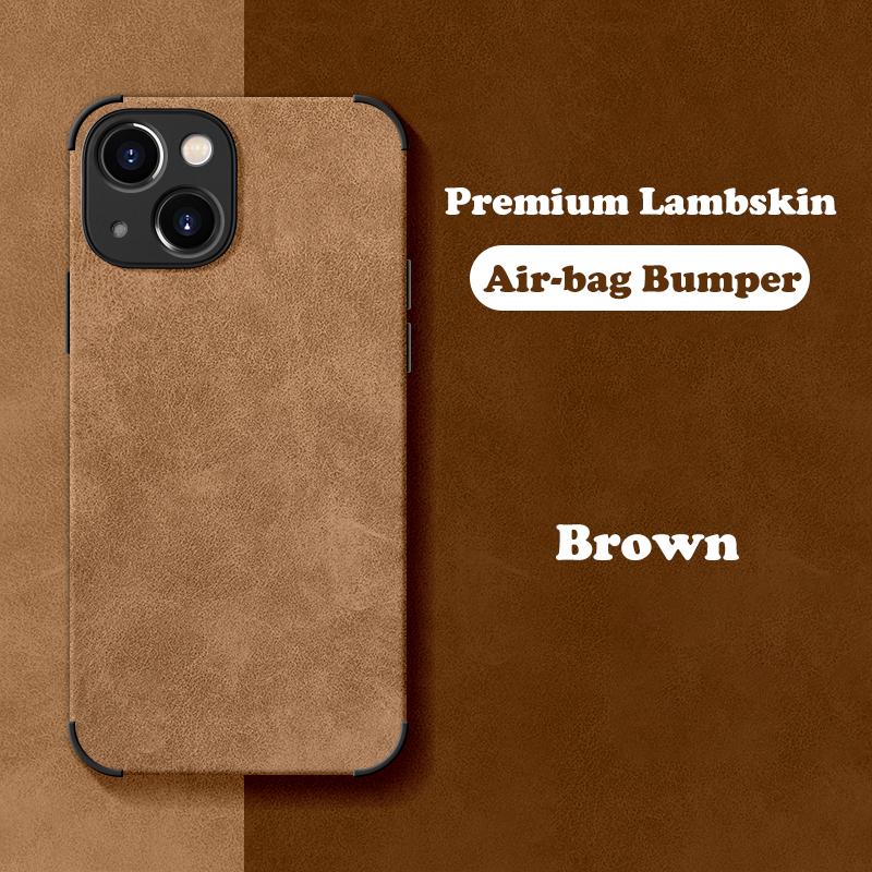 Shockproof Matte Lambskin Leather Case for iPhone 16 15 14 13 12 11 Pro X XR XS Max 7 8 Plus Soft Fabric Vintage Cover
