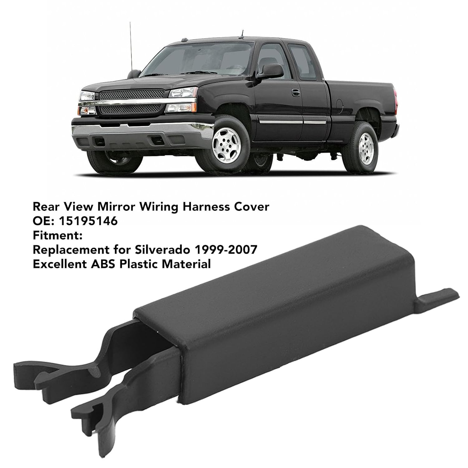 

Rear View Mirror Wiring Harness Cover with Impact, ABS Plastic Replacement for 1999‑2007