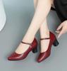 [Gengzee] Damen-Abendschuhe, Blockabsatz, Knöchelriemen, Keilabsatz, Für den Weg zur Arbeit, Büroschuhe, Für die Jobsuche, Beinverlängernder Absatz, Rot, 23,0 cm