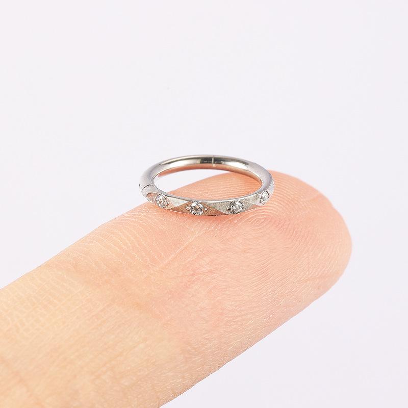 Universal Stainless Steel Nose Ring & Diamond-Studded Circle Earrings Jewelry