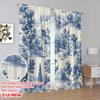Plane Printing Curtains Digital Printed Blue Landscape Scene Durable Polyester Fabric Without Rod Versatile Set Of 2 Made