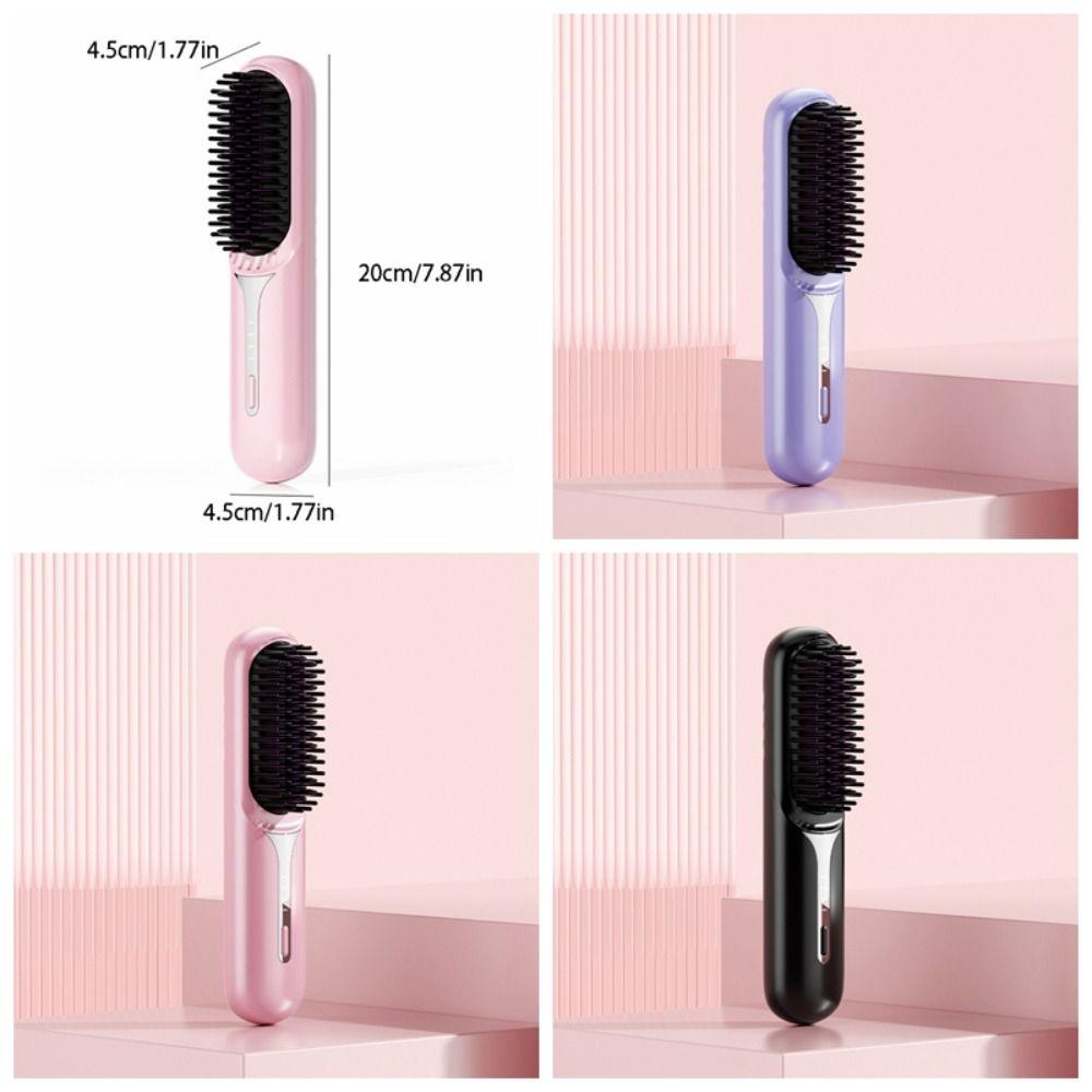 Negative Ions Portable Hair Comb USB Charging Hair Straightener Brush Heating Comb  Gift Women