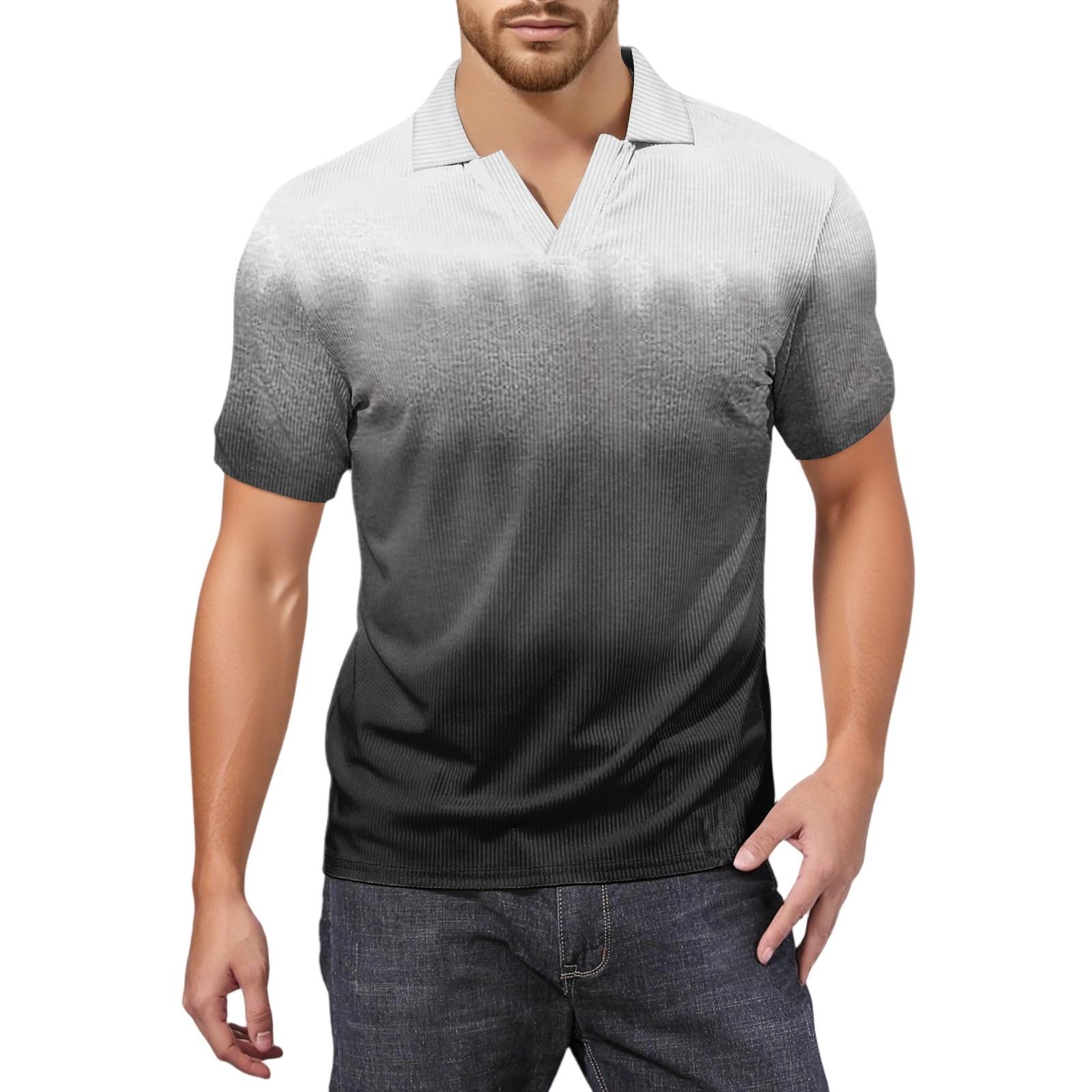 

Men s Fashion Printed V-Neck Short Sleeve Top Golf T-Shirt XXXL чорний