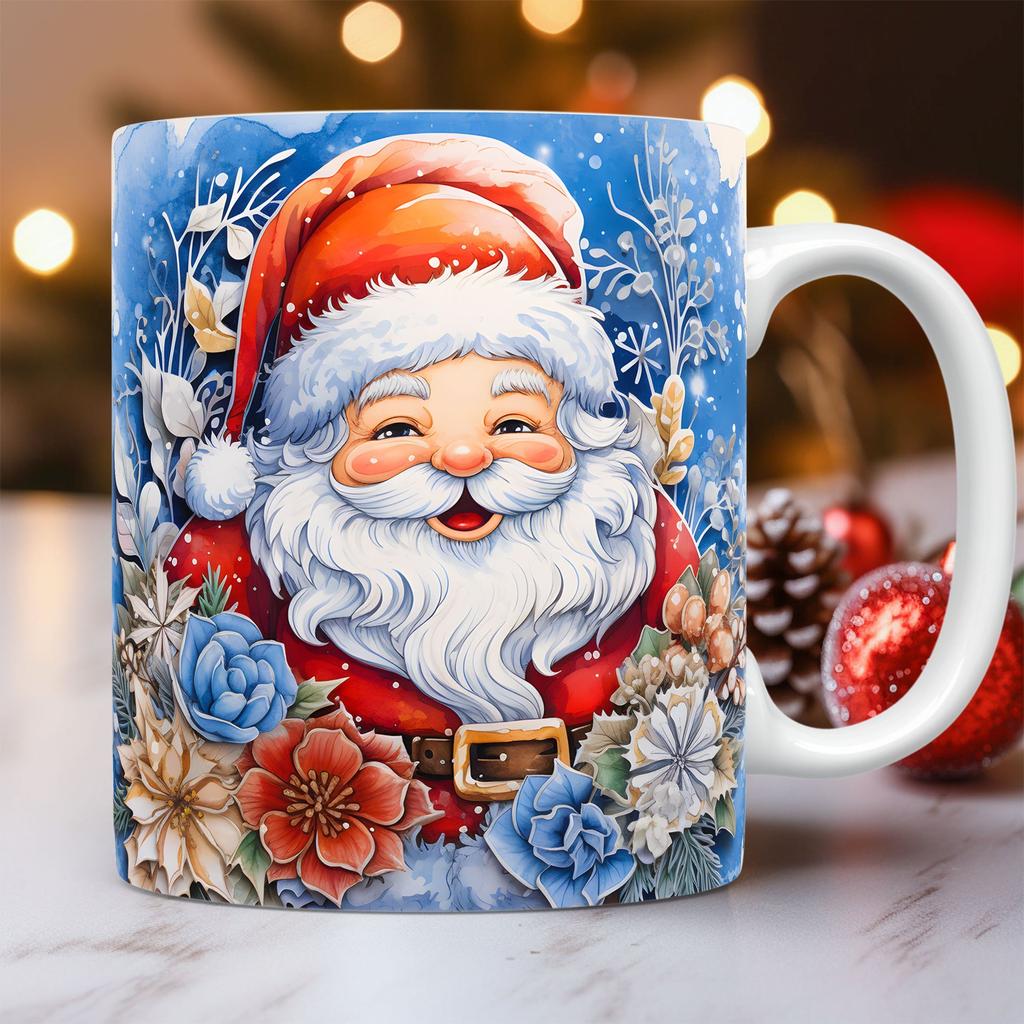 New Christmas Ceramic Mug, 3D Santa Claus Coffee Mugs, Breakfast Milk Drink Cups, Office Tea Cup, Couple Water Cup, Holiday Gift