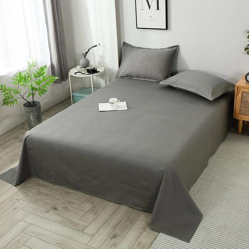 1pcs 100% Cotton Bed Sheet Pink Soild Color Top King Double Sheets Pure Cotton Single Size Kids Bed Linen (No Pillowcase)